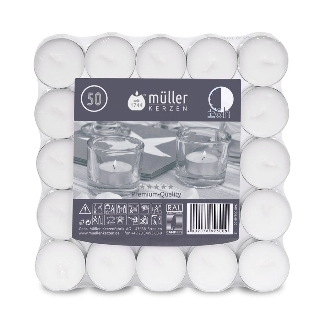 m-ller-kerzen-6h-lichte-50er-flatpack-teelichte-6-stunden image 1