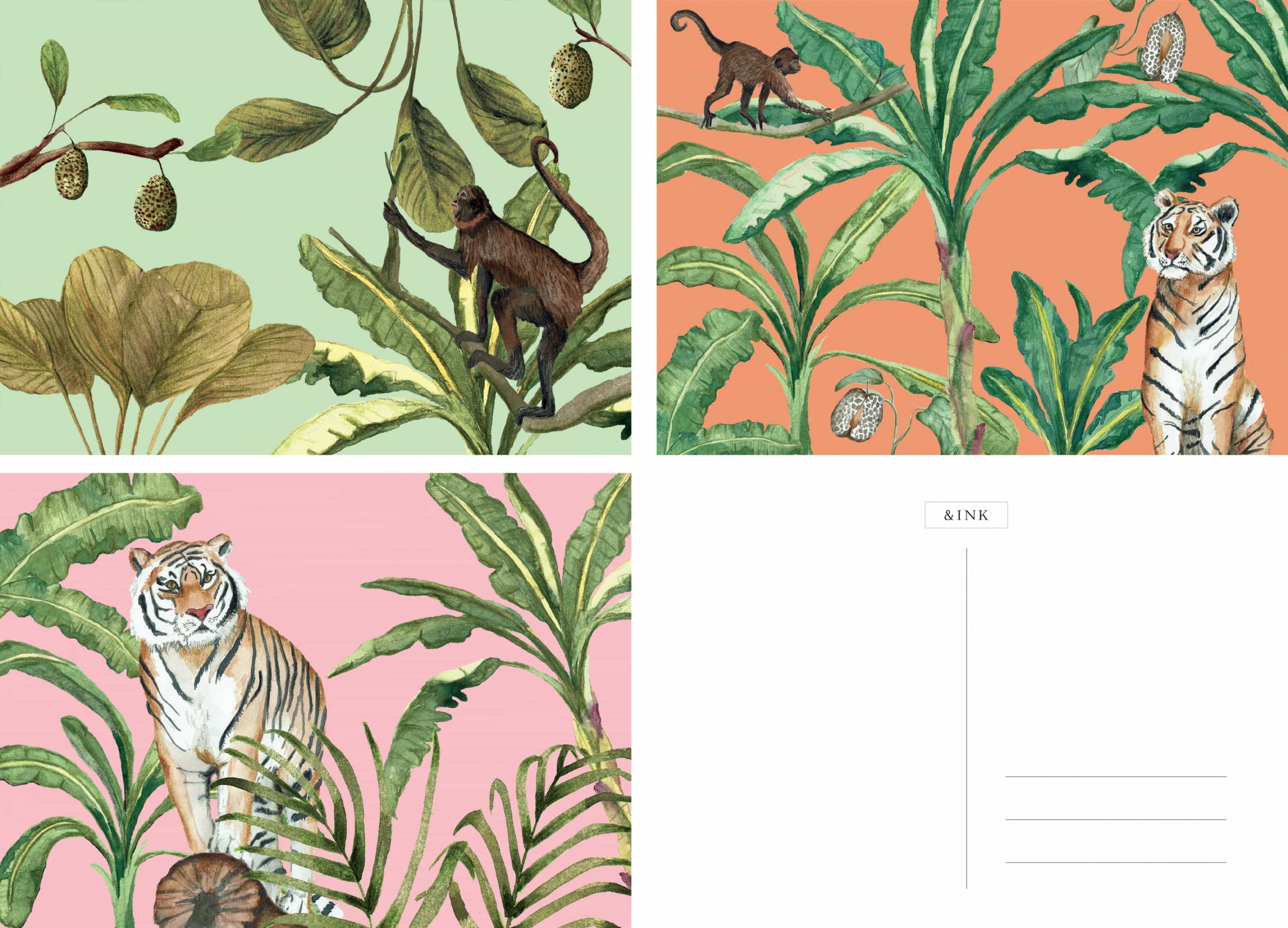 a-journal-lifestyle-ink-postkarten-set-jungle-15-st-ck-tiermotive image 1