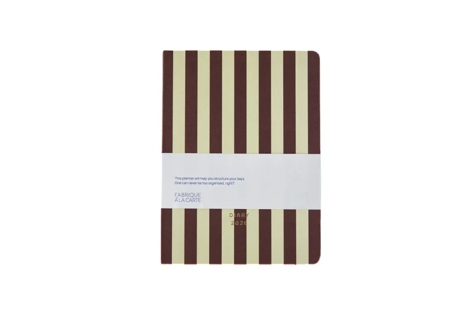 a-journal-fabrique-diary-2026-kalender-stripes-brown image 1