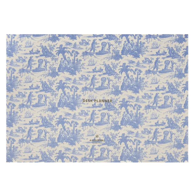 a-journal-deskplanner-schreibtischplaner-toile-de-jouy image 1