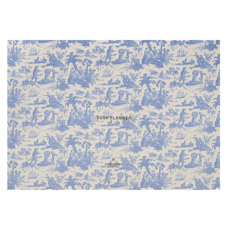 a-journal-deskplanner-schreibtischplaner-toile-de-jouy image 1
