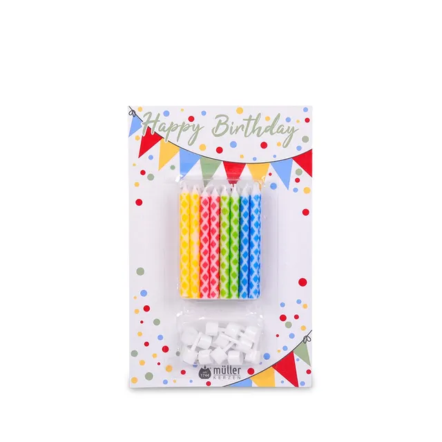 m-ller-kerzen-geburtstagskerzen-24-stk-12-halter-bunt image 1