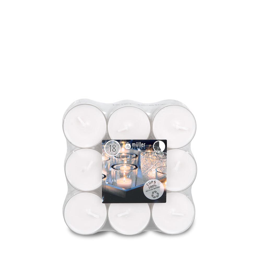 m-ller-kerzen-clear-cups-5h-teelichter-18er-flatpack image 1