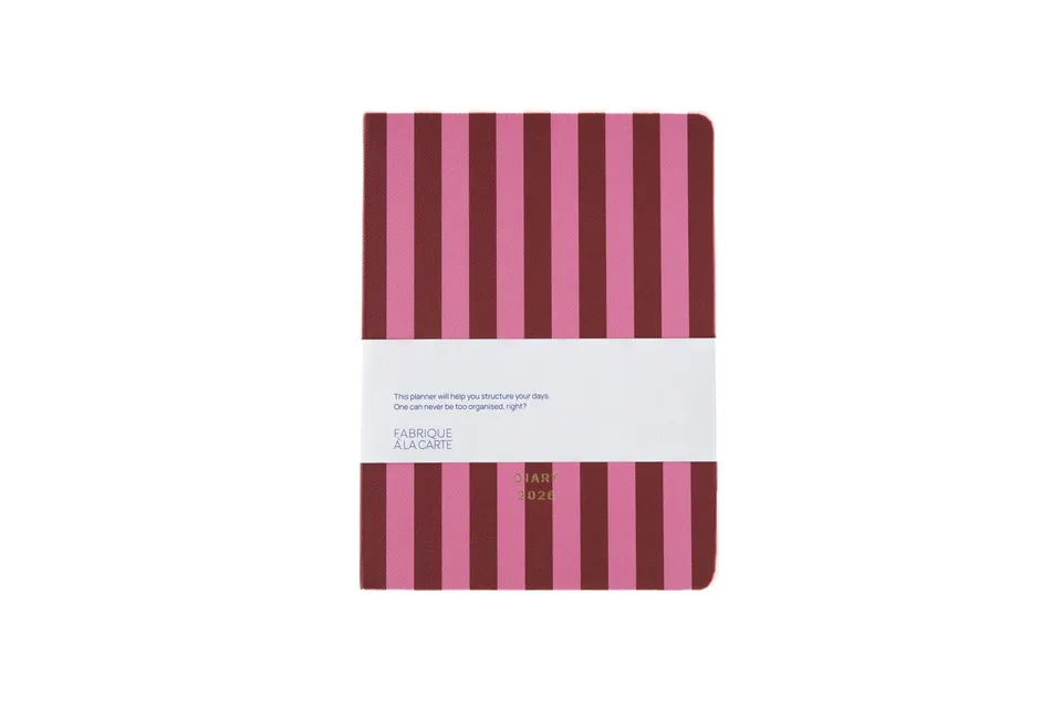 a-journal-fabrique-diary-2026-terminkalender-stripes-pink-red image 1