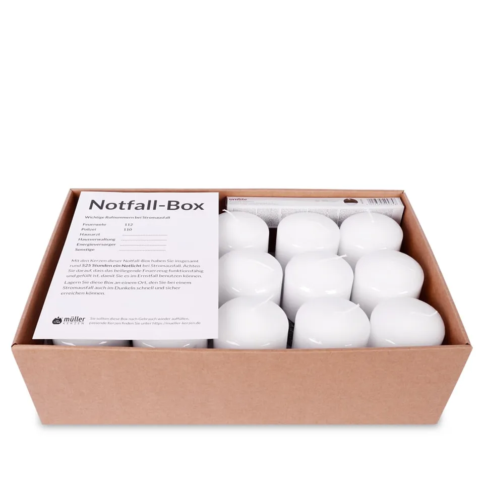m-ller-kerzen-stumpenkerzen-notfall-box-kerzen-set image 1