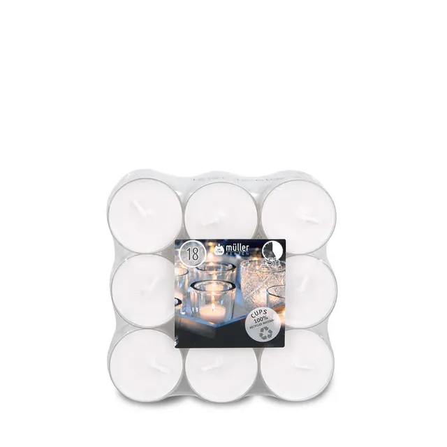 m-ller-kerzen-clear-cups-5h-teelichter-18er-flatpack image 1