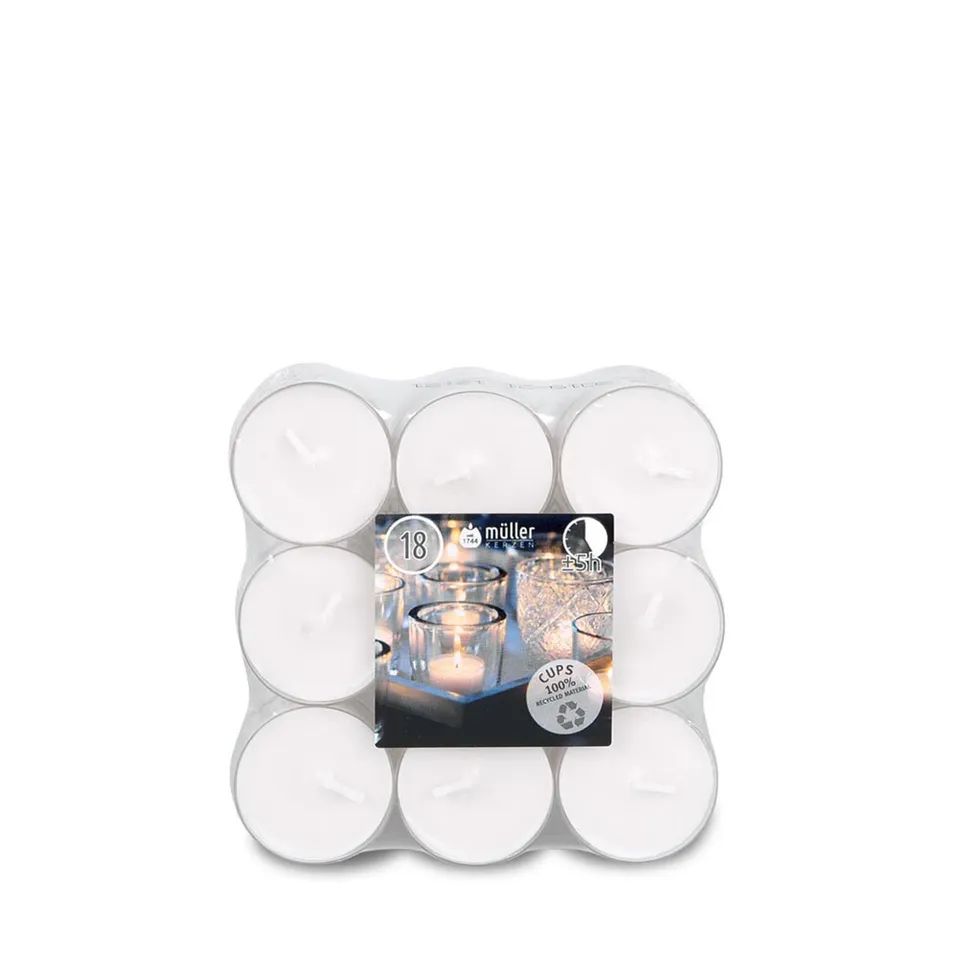 m-ller-kerzen-clear-cups-5h-teelichter-18er-flatpack image 1