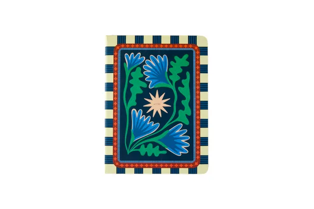 a-journal-fabrique-flowers-notizbuch-blau image 1