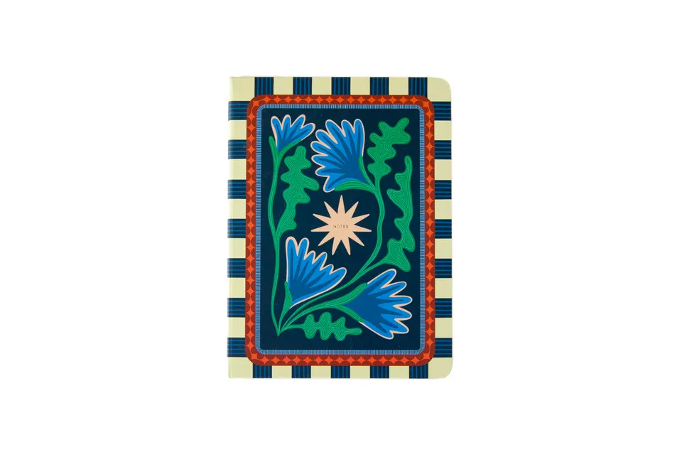a-journal-fabrique-flowers-notizbuch-blau image 1