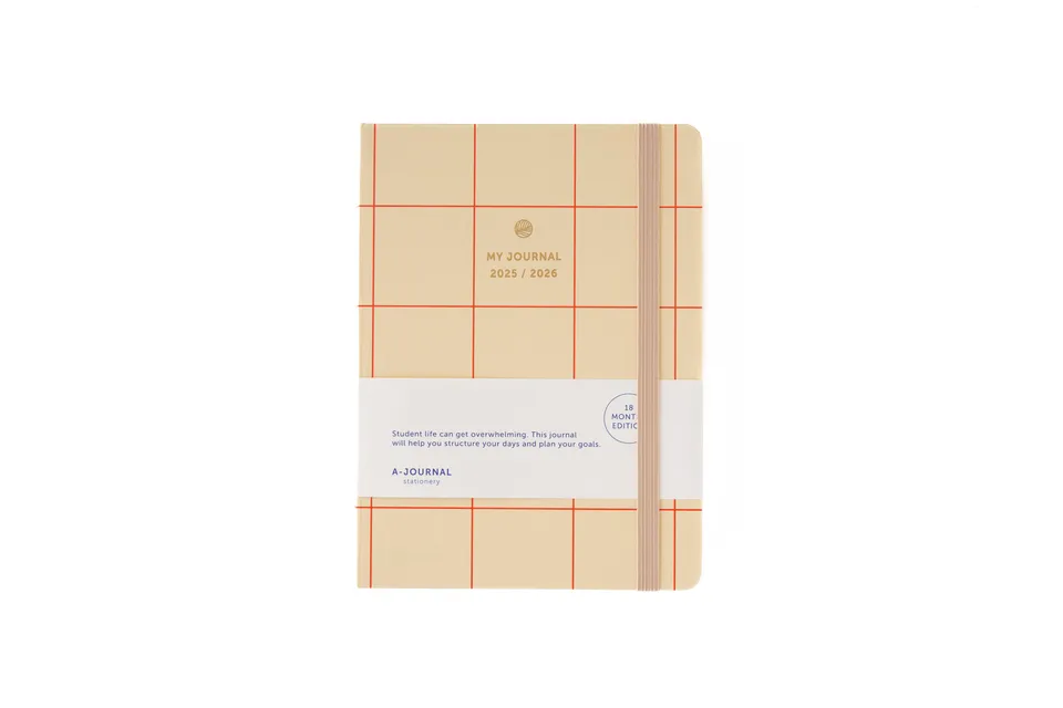a-journal-my-journal-schulplaner-2025-2026-kariert-rot-18-monate image 1