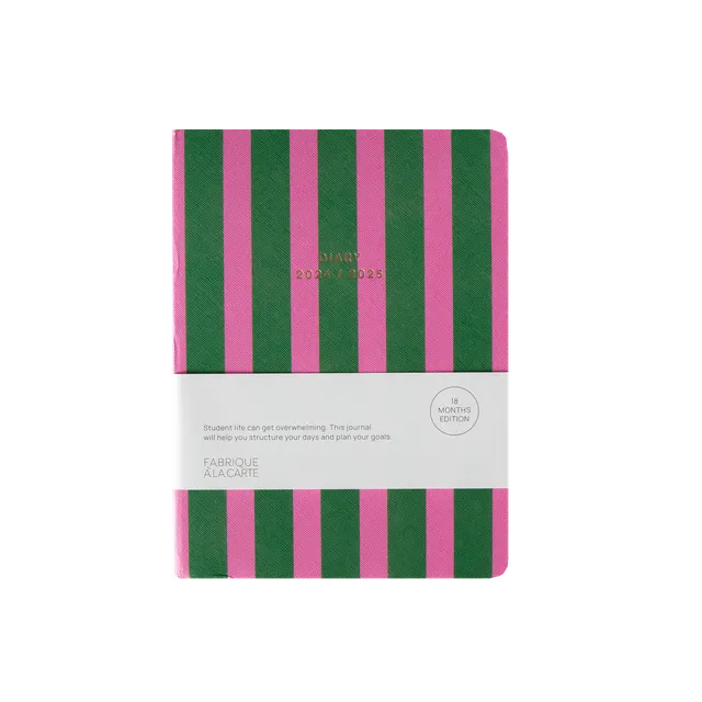 a-journal-fabrique-schulagenda-2024-2025-stripes-green-pink image 1