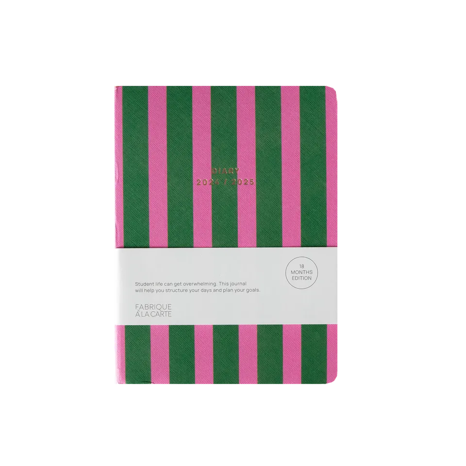 a-journal-fabrique-schulagenda-2024-2025-stripes-green-pink image 1