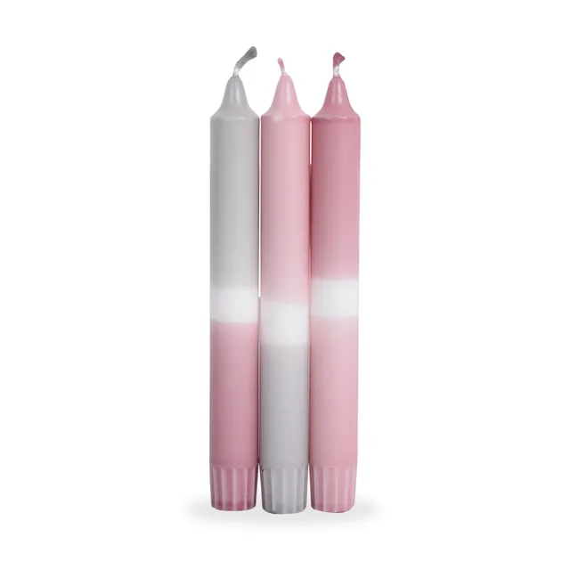 m-ller-kerzen-kronenkerzen-dip-dye-tafelkerze-3er-farbig image 1