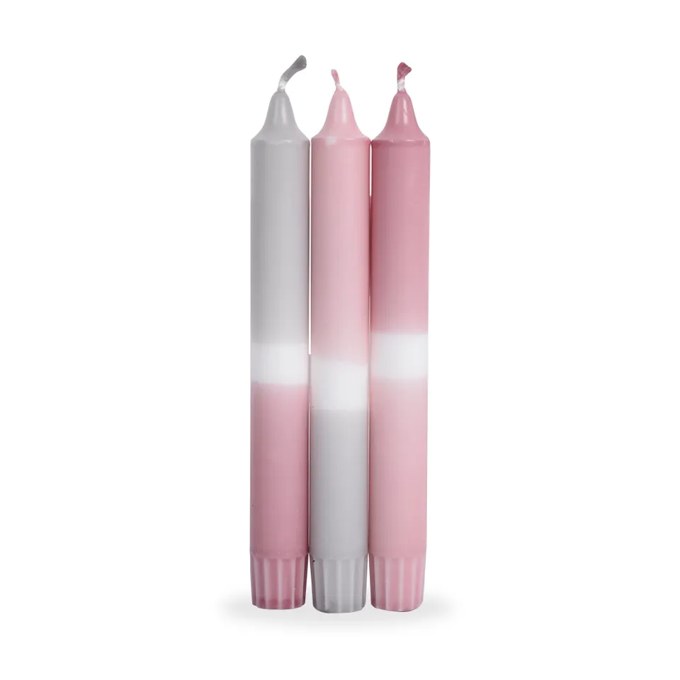 m-ller-kerzen-kronenkerzen-dip-dye-tafelkerze-3er-farbig image 1