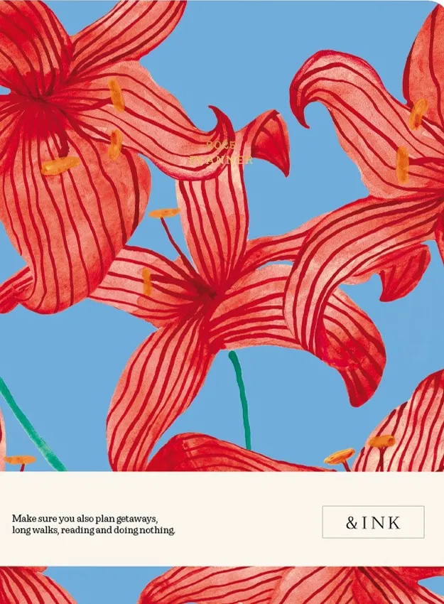 a-journal-ink-diary-2025-tagebuch-flower-red image 1