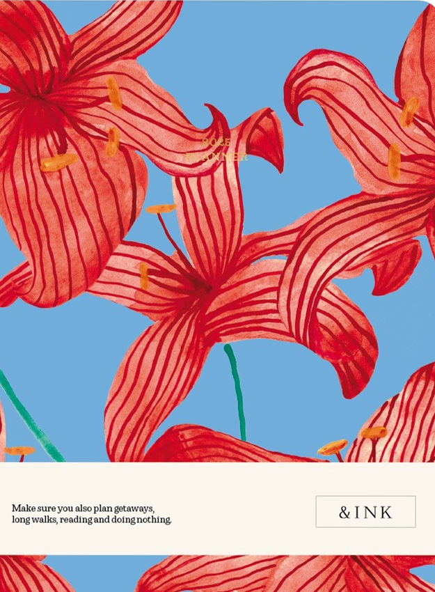 a-journal-ink-diary-2025-tagebuch-flower-red image 1