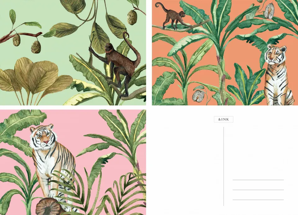 a-journal-lifestyle-ink-postkarten-set-jungle-15-st-ck-tiermotive image 1