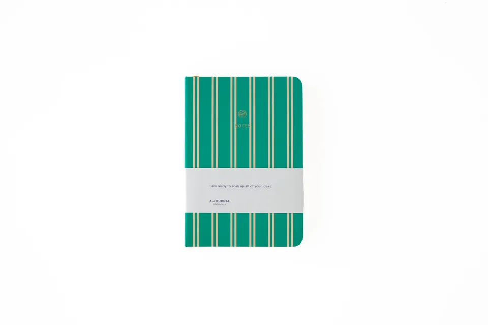 a-journal-a6-notebook-notizbuch-green-stripes image 1
