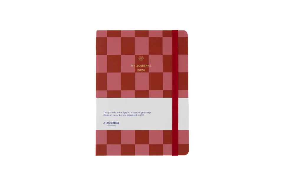 a-journal-my-journal-2026-tagebuch-kariert-rot-pink image 1