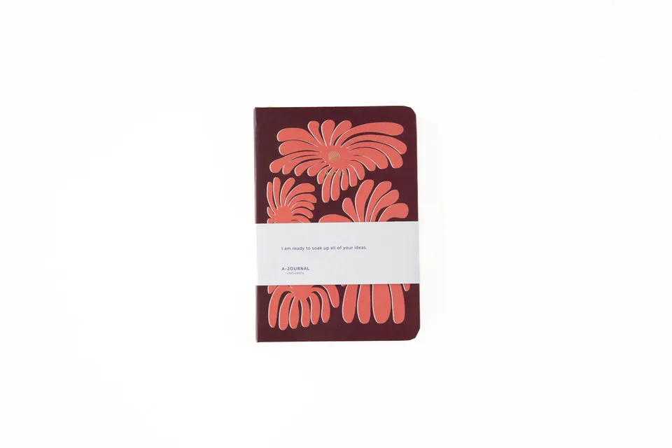 a-journal-a6-notizbuch-coral-flowers-blumen image 1