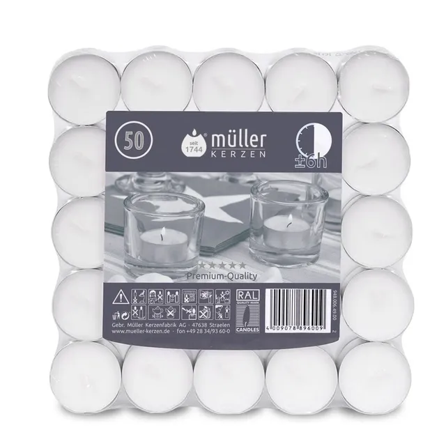 m-ller-kerzen-6h-lichte-50er-flatpack-teelichte-6-stunden image 1