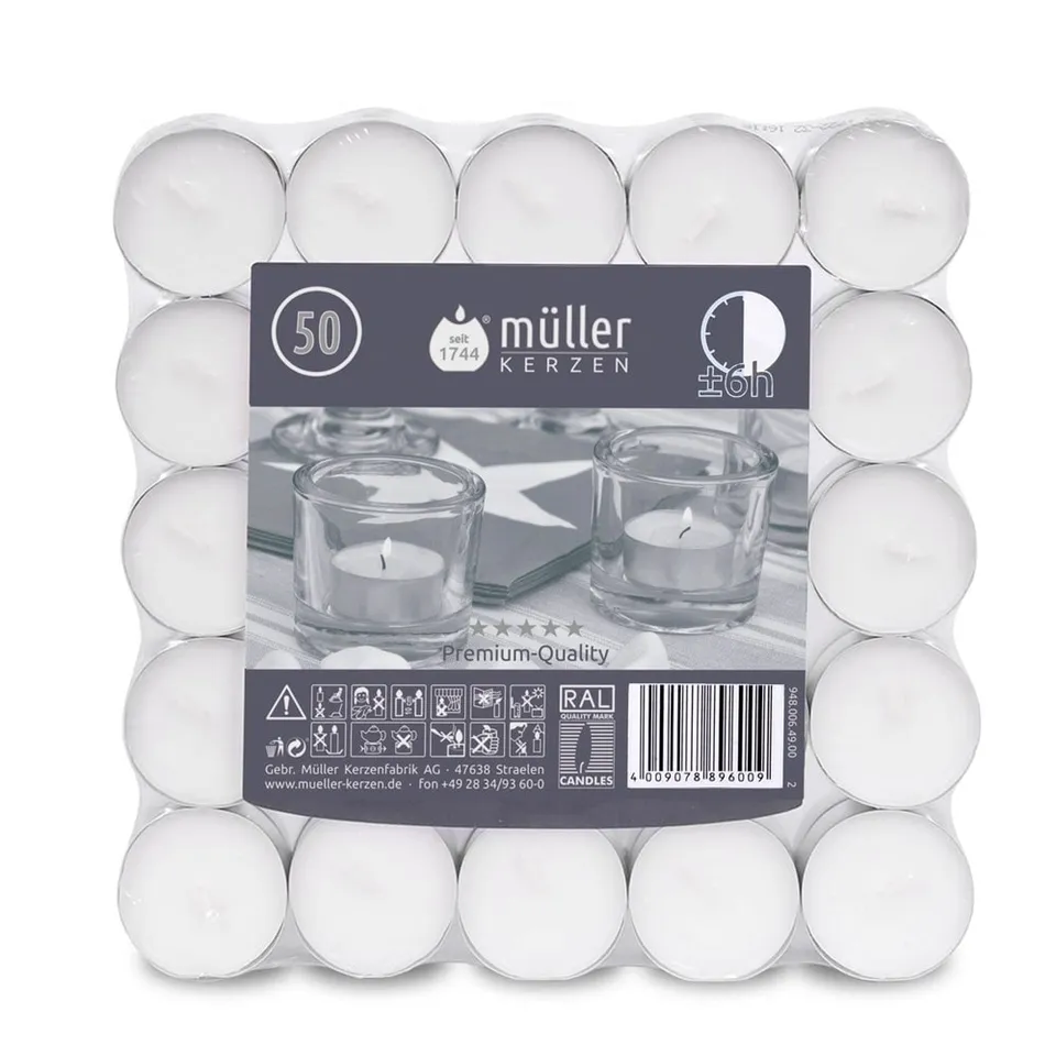 m-ller-kerzen-6h-lichte-50er-flatpack-teelichte-6-stunden image 1